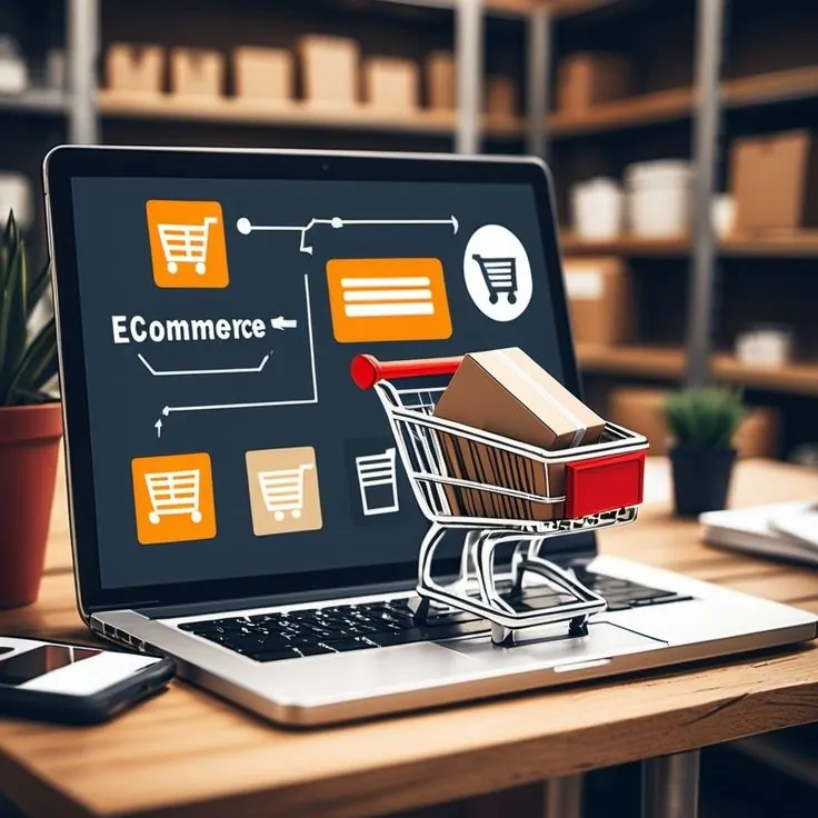 E-commerce platform displayed on a laptop